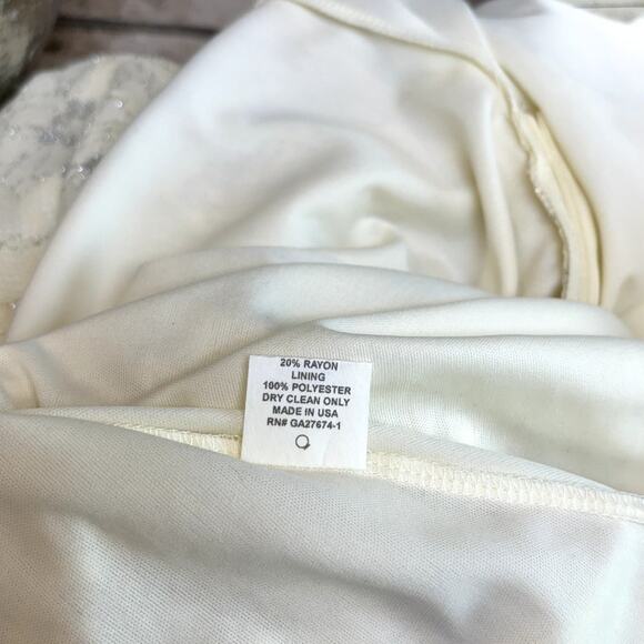 Eva Franco Anthropologie Ivory Silver Metallic Floral Lace Dress NWT Size 4 - Picture 9 of 9